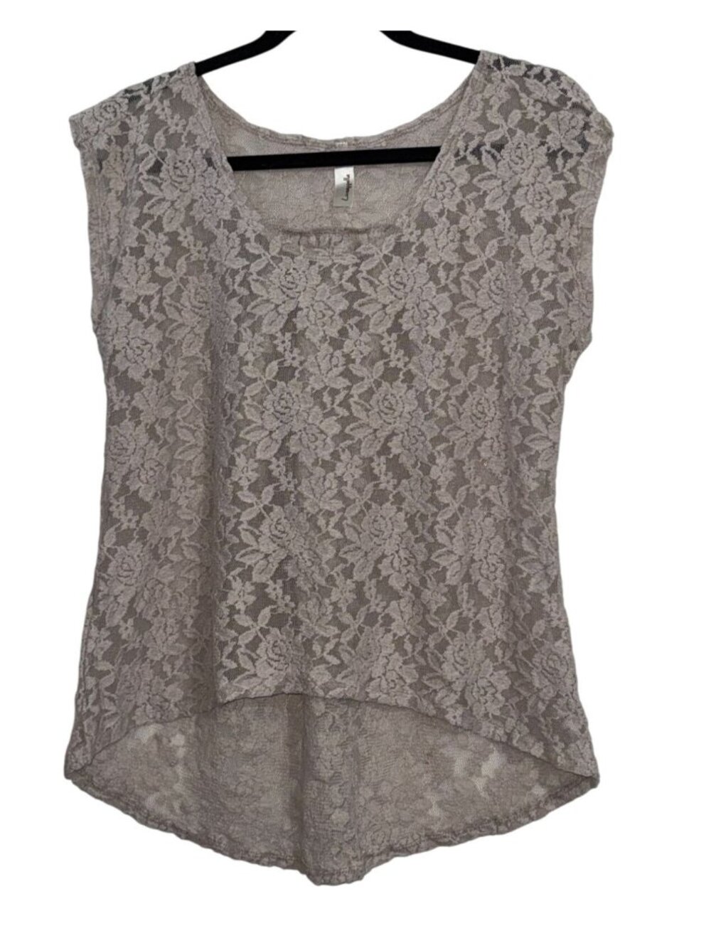 Loveappella  Womens Sleeveless Lace High-Low Top S 80% Cotton 20% Nylon Size S